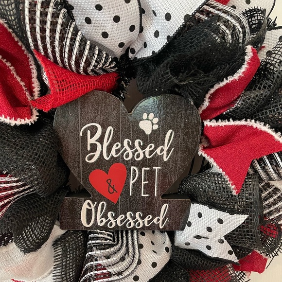 Animal L❤️VER WREATH PET wreath “BLESSED AND PET OBSESSED” 18” FULL LUXE - Picture 2 of 5